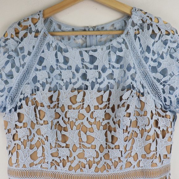 NEW Eliza J Open Lace Midi Dress in Light Blue - Picture 6 of 6